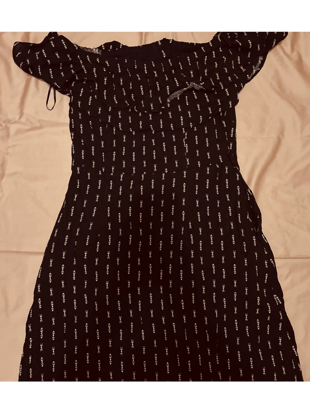 Lost + Wonder Black Off-Shoulder Button-Front Summer Dress Size Medium - Picture 12 of 14